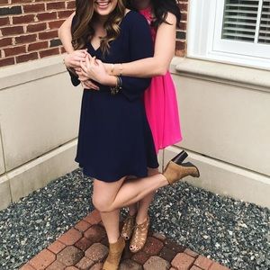 3/$15 Forever 21 Navy Blue V Neck Dress Long Sleeve